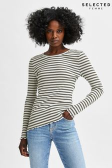 Selected Femme Anna Long Sleeve Stripe T-Shirt