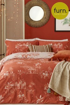 furn. Paprika Red Jaipur Elephant Reversible Duvet Cover and Pillowcase Set