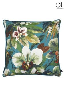 Prestigious Textiles Pacific Blue Moorea Floral Feather Filled Cushion