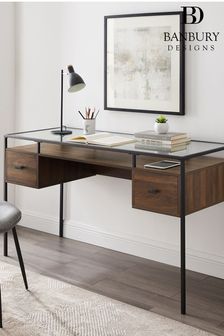 Banbury Designs 2 Drawer Glass Top Desk (T18934) | £260