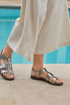 Forever Comfort® Leather Studded Gladiator Sandals