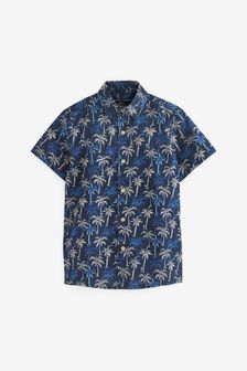 Blue Indigo Palm Short Sleeve Printed Shirt (3-16yrs) (T19427) | £12 - £17