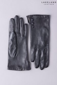 Lakeland Leather Beatrice Button Detail Leather Gloves In Black