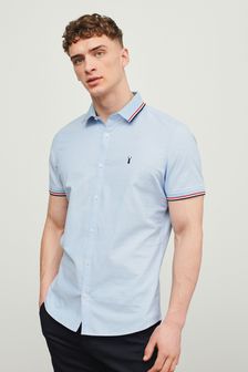 Stretch Oxford Tipped Collar Short Sleeve Shirt