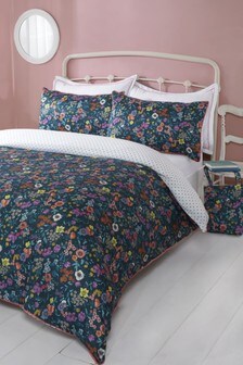 Tabitha Webb Black Fine Line Floral Duvet Cover and Pillowcase Set