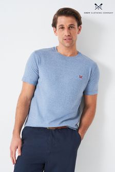 Crew Clothing Company Blue Solid Marl T-Shirts