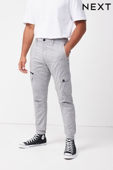 Light Grey Slim Fit Stretch Utility Trousers (T21660) | £30