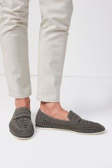Grey Woven Loafers (T22419) | £40