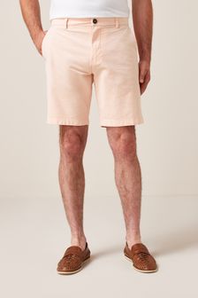 Light Orange Oxford Straight Fit Stretch Chino Shorts (T22777) | £18