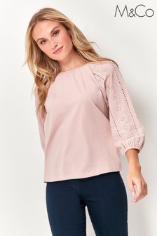 M&Co Pink Broderie Top