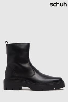Schuh Black Alina Leather Sock Boots