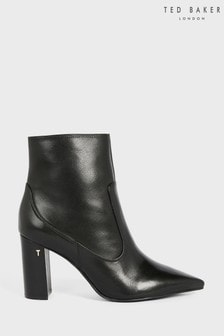 Ted Baker Black Nysha Leather Block Heel Ankle Boots