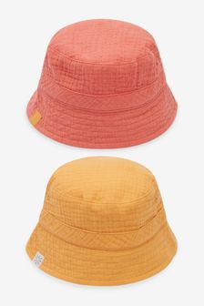 2 Pack Baby Summer Crinkle Bucket Hats (0mths-2yrs)