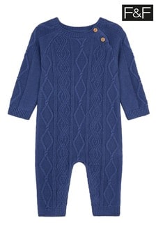 F&F Blue Cable Knit Sleepsuit