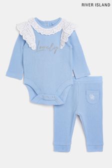 River Island Waffle Broderie Frill Set