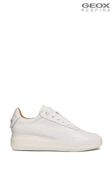 Geox White Rubidia Lace Up Trainers