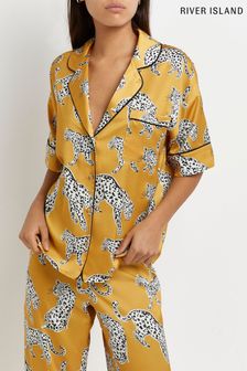 River Island Orange Leopard Printed Pyjama Shirt