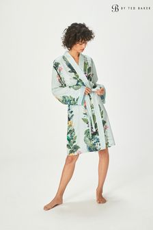 B By Ted Baker White Hummingbird Hooded Long Dressing Gown 
