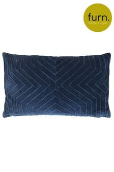 furn. Navy Blue Mahal Geometric Polyester Filled Cushion