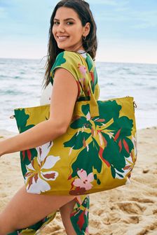 Yellow/Green Floral Fold-Away Beach Bag (T26867) | £22