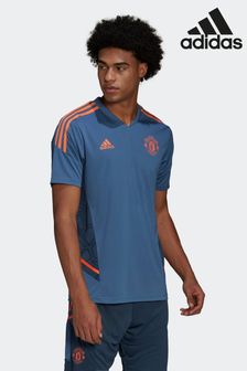 adidas Blue Manchester United Condivo 22 Adult Training Jersey T-Shirt (T27319) | £43