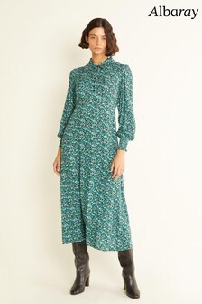 Albaray Womens Green Floral Empire Midi Dress