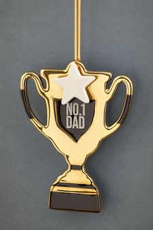 Gold Tone No. 1 Dad Sports Trophy Hanging Decoration