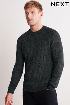 Charcoal Grey Twist Crew Neck Atelier-lumieresShops Cable Knitted Jumper (T28214) | £32