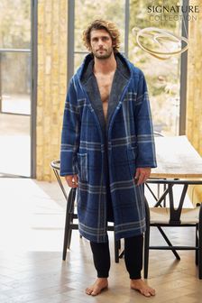 Blue Check Signature Borg Lined Dressing Gown (T28415) | £48