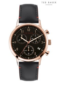 Ted Baker Black Cosmop Leather Strap Watch
