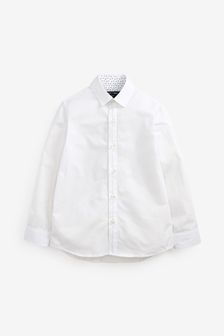 Tonal Geo Printed Long Sleeve Smart Shirt (3-16yrs)