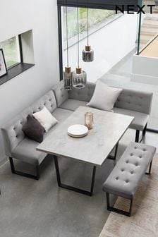 Opulent Velvet Light Grey Cole Ceramic Effect And Upholstered Right Hand Corner Dining Set (T29276) | £1,599