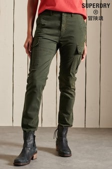 Superdry Womens Green Organic Cotton Slim Cargo Trousers (T30410) | £55