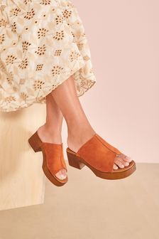Forever Comfort® Suede Clog Heeled Mules