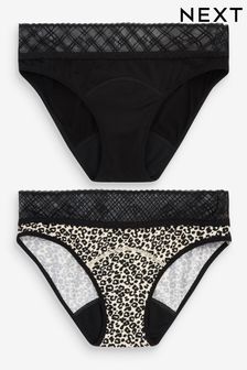 Black/Animal Bikini Period Pants 2 Pack (T31273) | £26