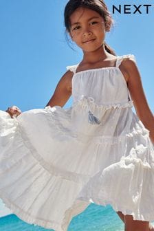 White Tiered Maxi Dress (3-16yrs) (T31409) | £22 - £28