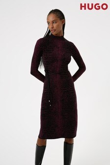 HUGO Purple Sisketta Knitted Dress