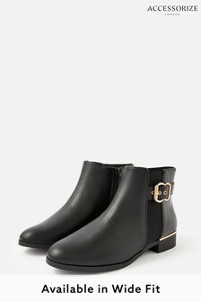 Accessorize Black Wide Fit Chelsea Ankle Boots