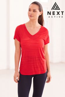 Red Next Active Sports Short Sleeve V-Neck Top (T33184) | £16