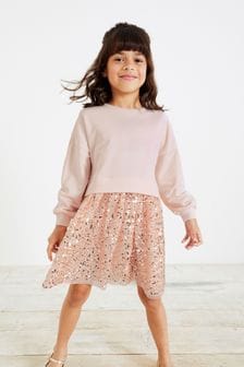 Pink Sequin Skirt Sweat Dress (3-12yrs) (T34995) | £26 - £30