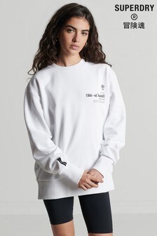 Superdry White Recycled Definition Crew Sweatshirt