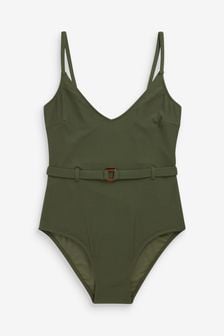 Khaki Green V-Neck Swimsuit (T35642) | £42