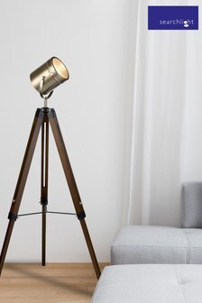Searchlight Earl Dark Wood/Antique Brass Stage Light Floor Lamp