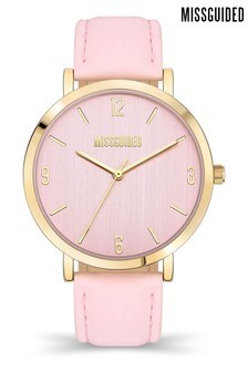 Missguided Pink Strap Pink Dial Watch
