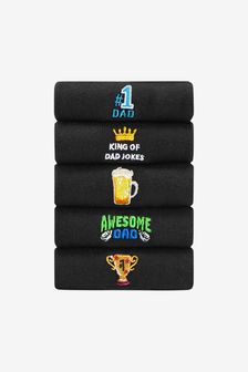 Black Father's Day 5 Pack Embroidered Socks (T36297) | £12