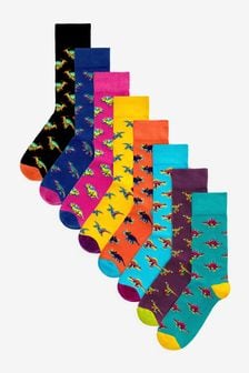 Bright Dinosaur 8 Pack Pattern Socks (T36348) | £22