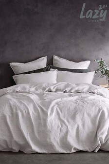 Lazy Linen Set of 2 White 100% Washed Linen Pillowcases