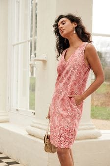 Morris & Co. Print Linen Blend Summer Shift Dress (T37192) | £34