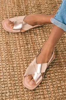 Forever Comfort® Crossover Leather Sandals
