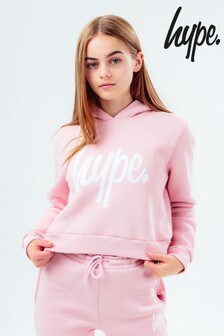 Hype. Girls Pink Script Cropped Hoodie